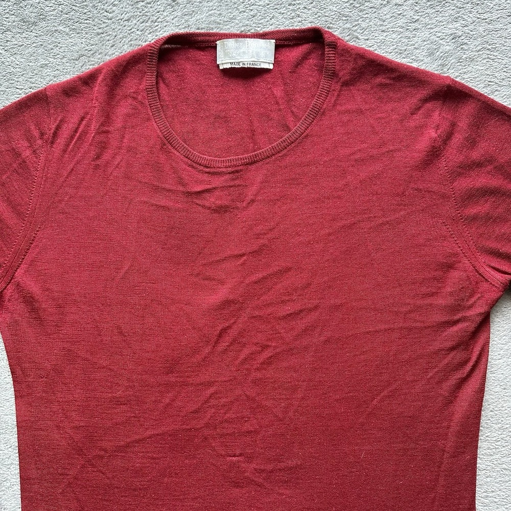 Didier Ronsard Women's Silk Cashmere Sweater L Red Fine Knit Minimalist Classic - Picture 7 of 12